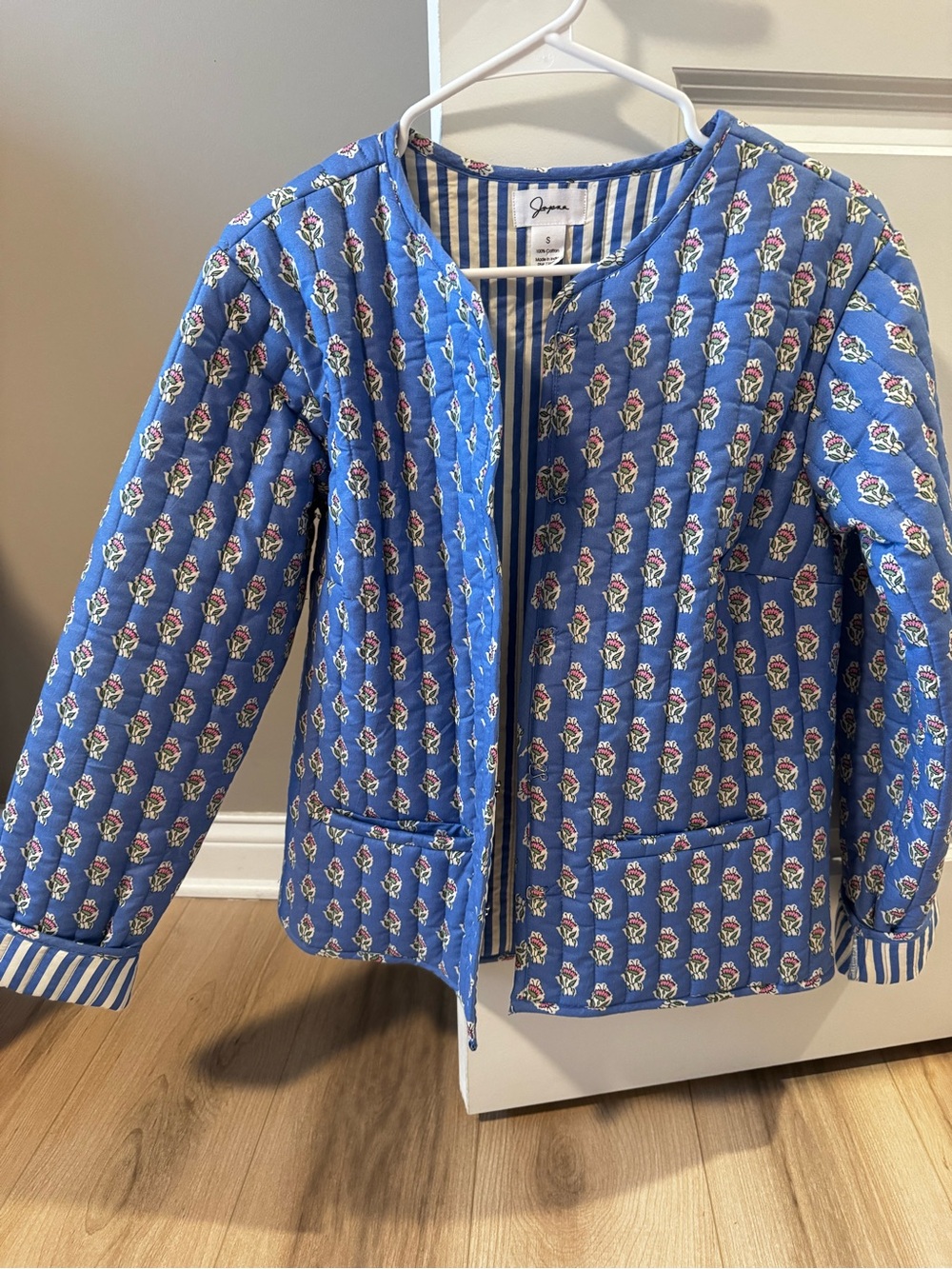 J.O.A. Quilted Floral Jacket in Blue